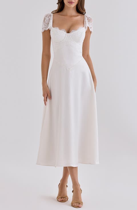 Selena Satin & Lace Midi Dress