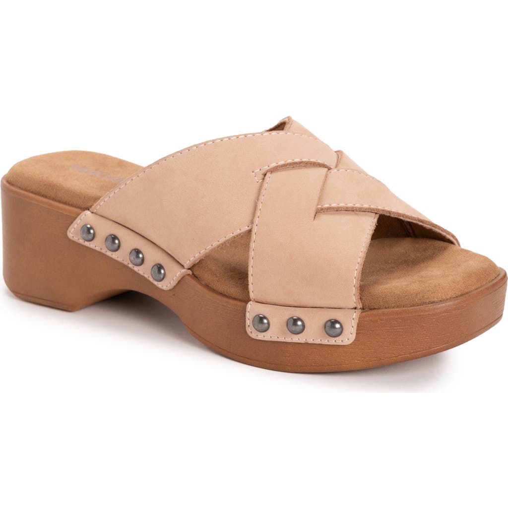Muk Luks Cadence Wedge Sandal In Blush Nubuck