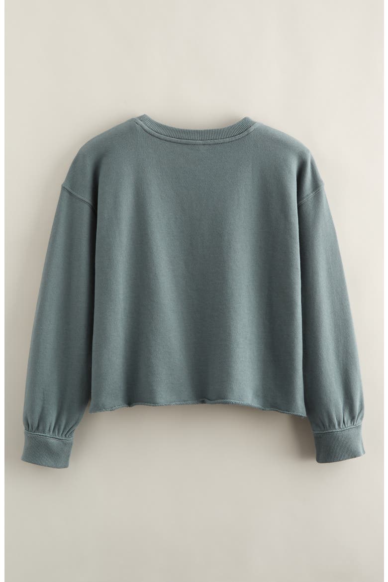Kids' Graphic Raw Hem Crop Crewneck Sweatshirt, Alternate, color, GREEN BALSAM ELTON