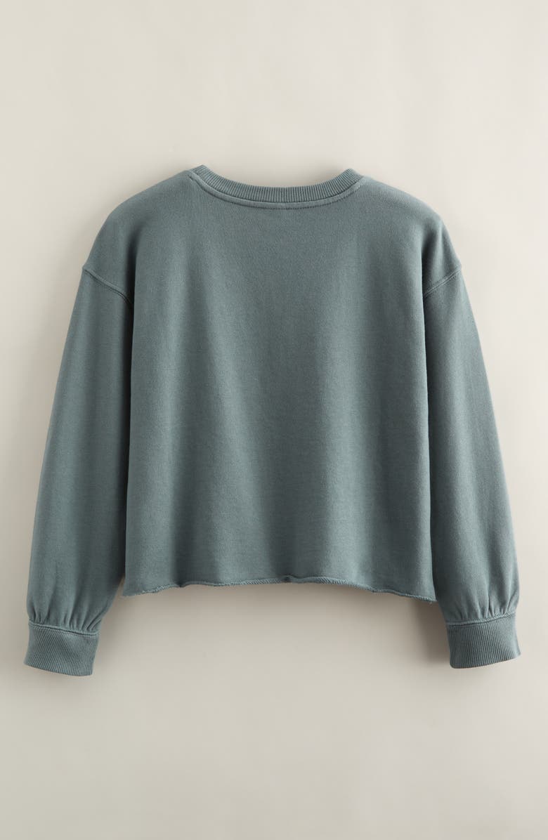 Treasure & Bond Kids' Graphic Raw Hem Crop Crewneck Sweatshirt, Alternate, color, Green Balsam Elton