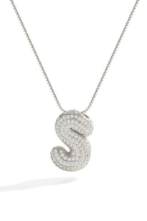 Pave Bubble Initial Necklace