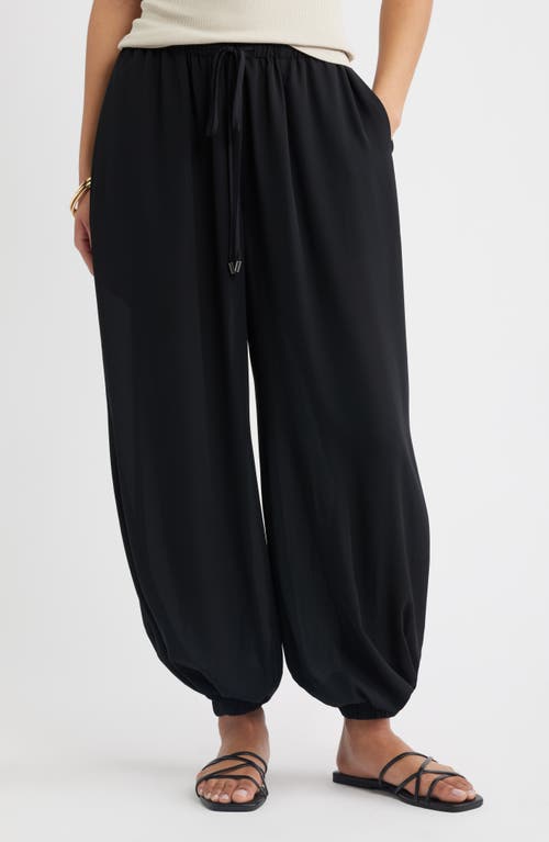 Open Edit Tie Waist Balloon Pants in Black at Nordstrom, Size Small