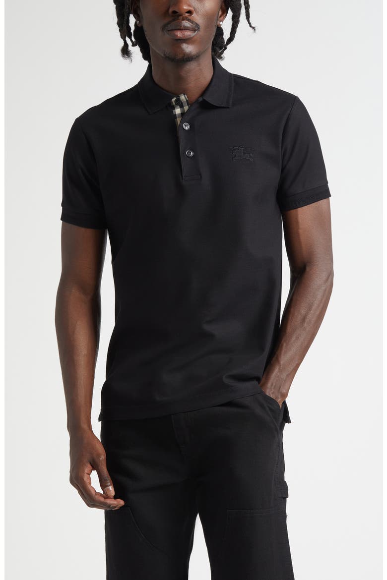 Men's Eddie TB Monogram Cotton Polo, Main, color, BLACK