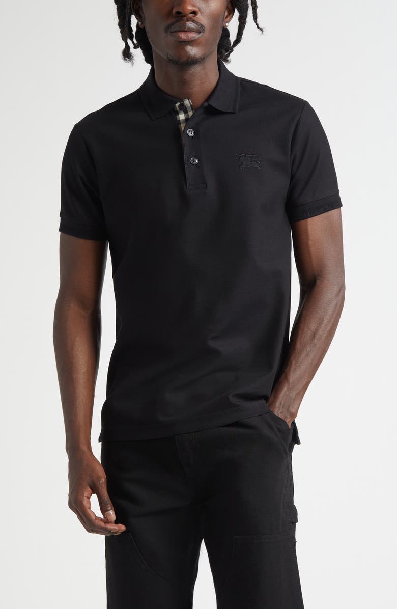 Burberry Men's Eddie TB Monogram Cotton Polo, Main, color, Black