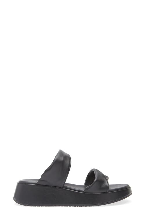 Chocolat Blu Essa Platform Wedge Slide Sandal In Black Leather
