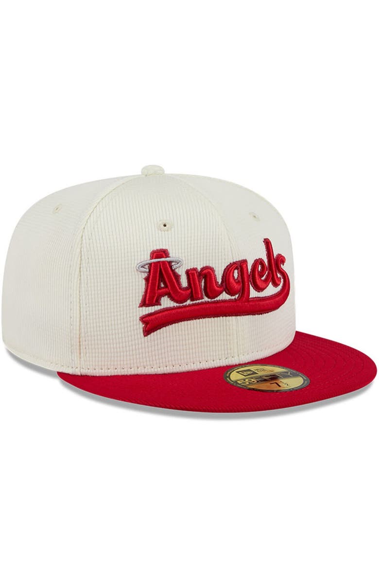 New Era Men's New Era Cream/Red Los Angeles Angels City Connect Batting Practice 59FIFTY Fitted Hat, Alternate, color, Cream
