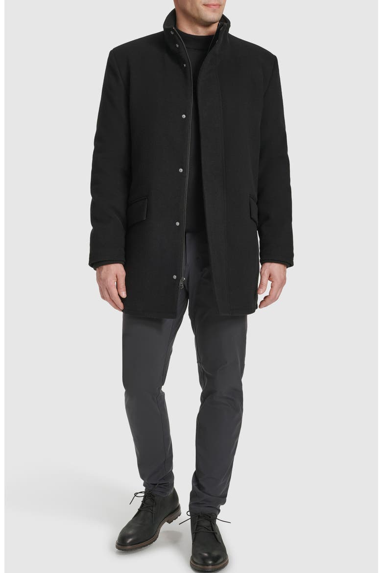Stand Collar Wool Blend Car Coat, Alternate, color, BLACK
