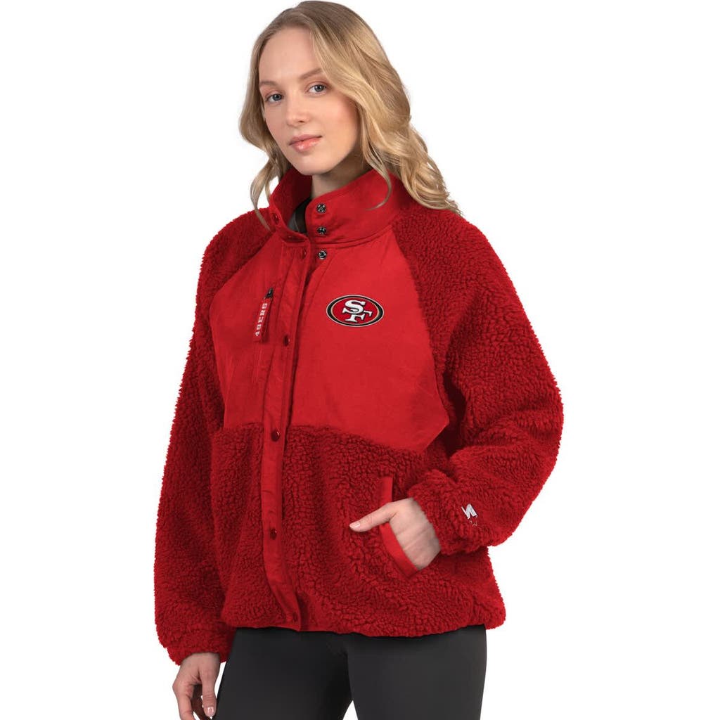 Starter Scarlet San Francisco 49ers On The Ball Sherpa Jacket In Red