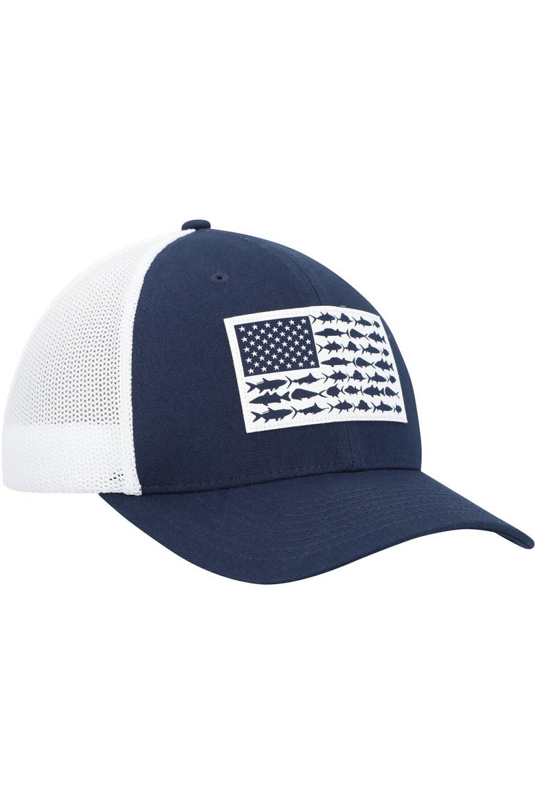 Men's Columbia  Navy/White Dallas Cowboys Mesh Fish Flag Flex Hat, Alternate, color, Navy