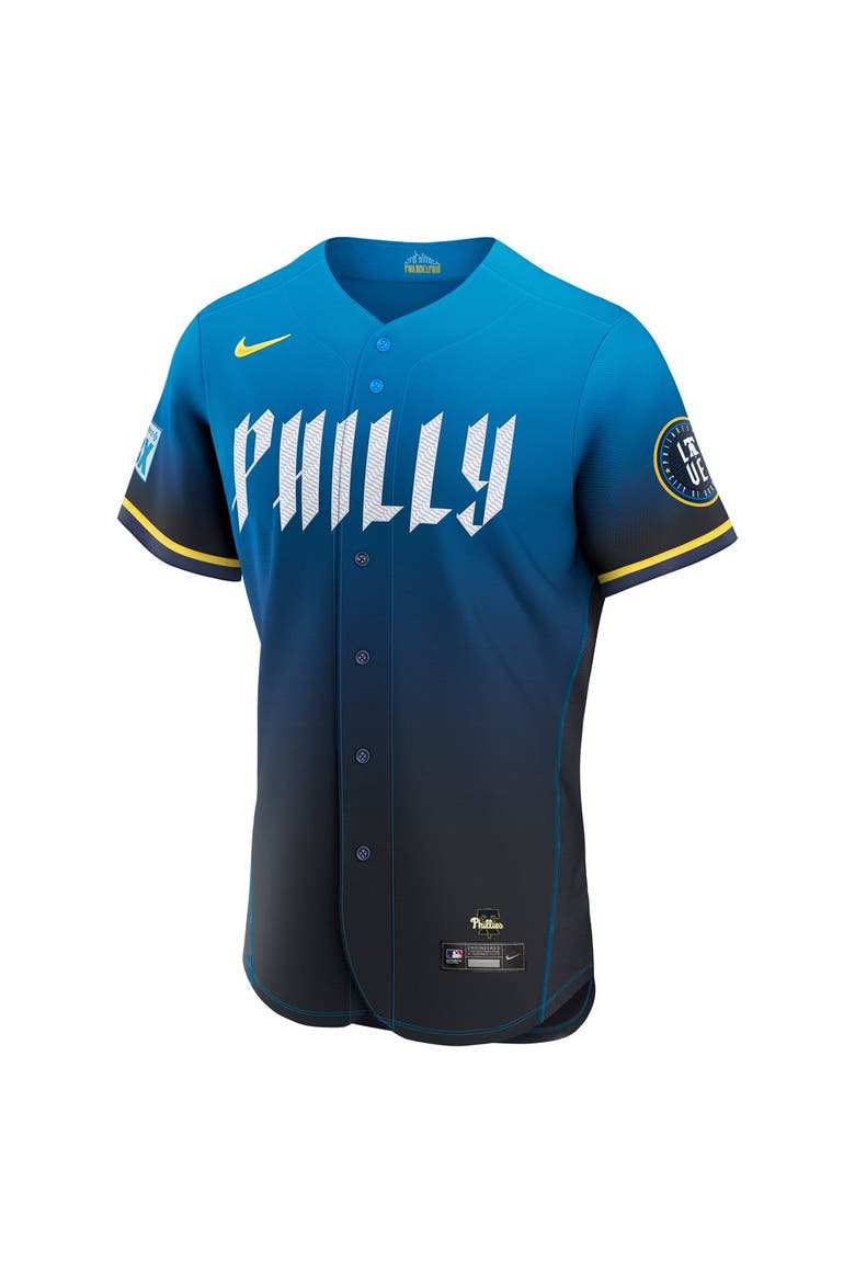 Men's Nike Navy Trea Turner Philadelphia Phillies City Connect Authentic Sponsor Patch Jersey, Alternate, color, Navy