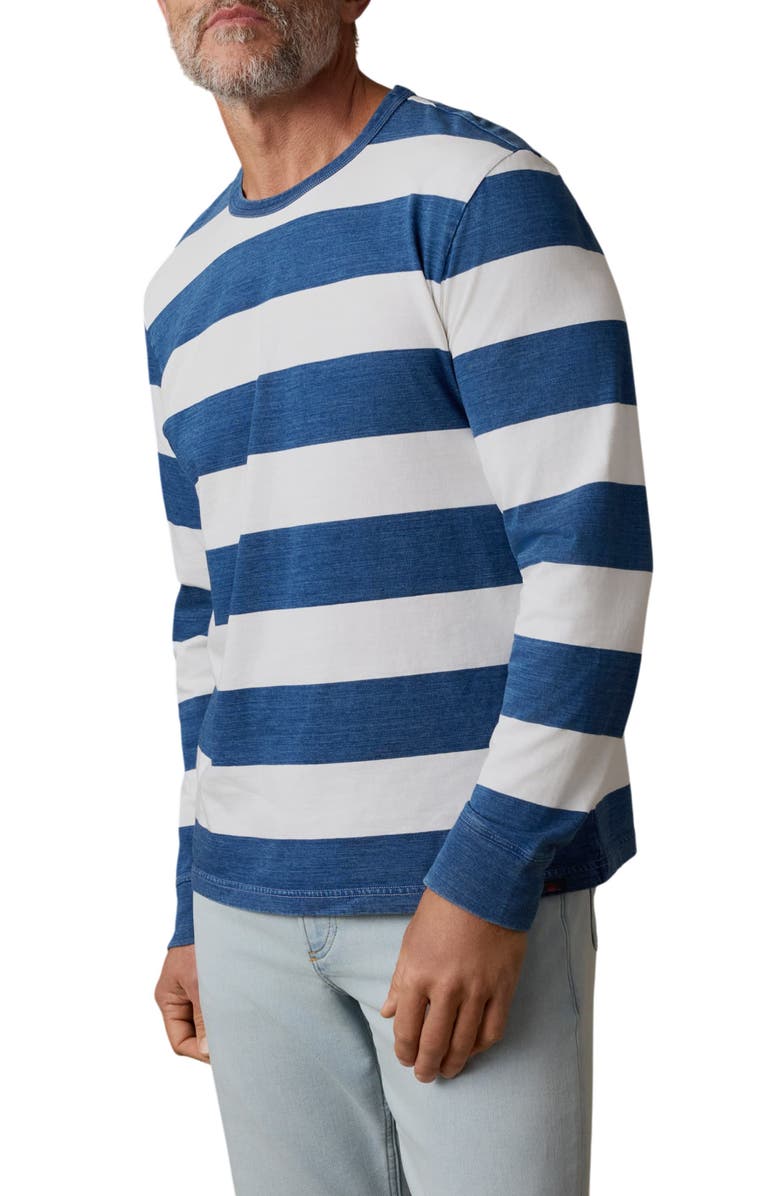 Faherty Stripe Long Sleeve Organic Cotton T-Shirt, Alternate, color, Indigo Marine Stripe