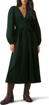 Nobody's Child Riley Shirred Waist Corduroy Midi Dress