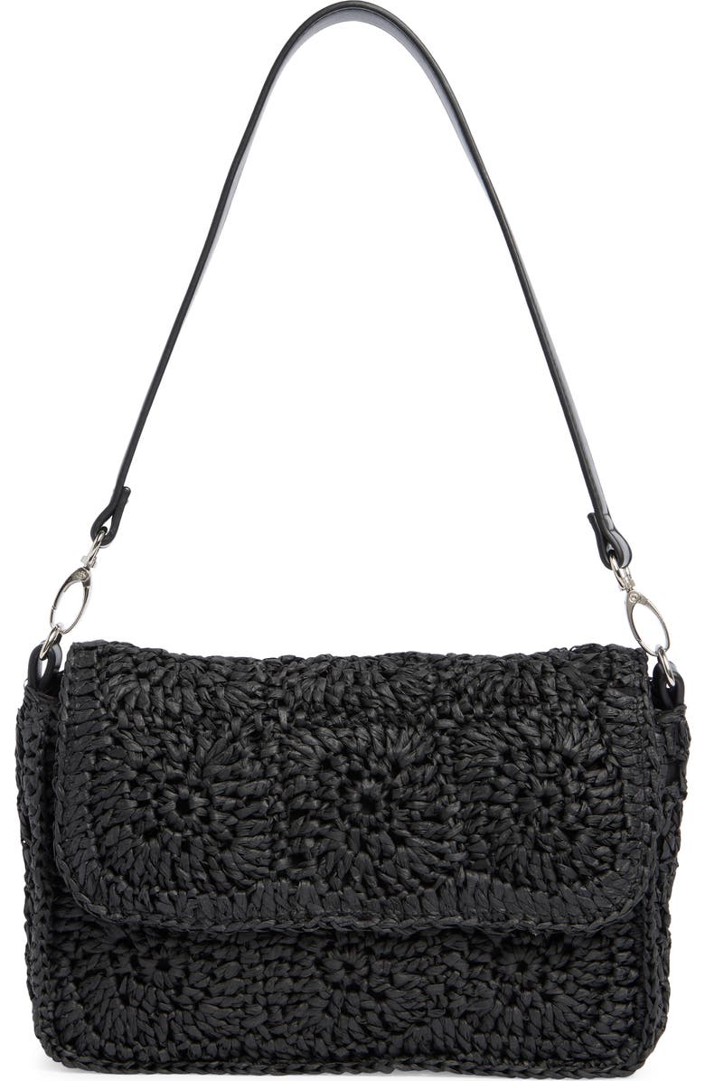 Collection XIIX Crochet Square Shoulder Bag, Main, color, Black
