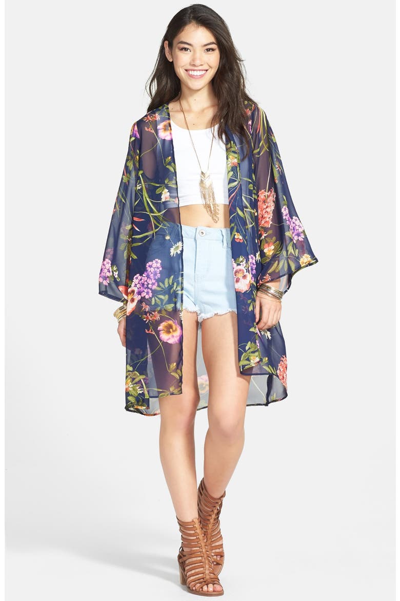 Print Chiffon Lightweight Jacket, Main, color, FLORAL PRINT