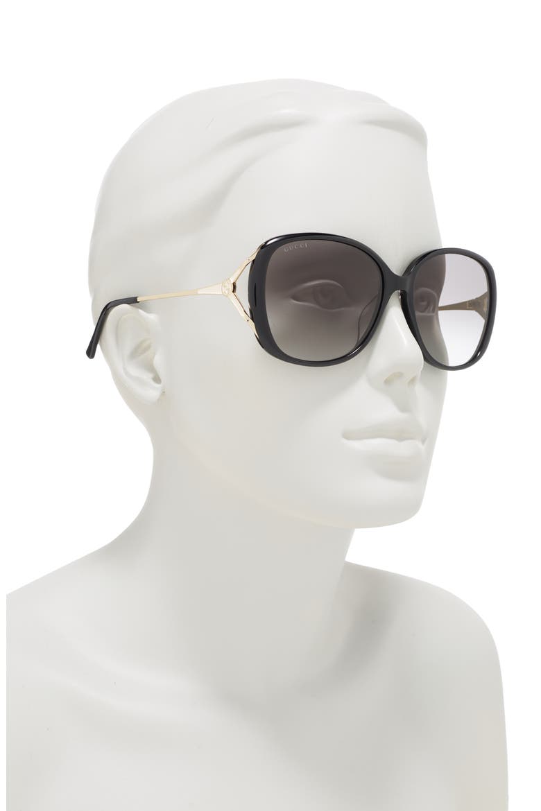 58mm Oval Sunglasses, Alternate, color, BLACK