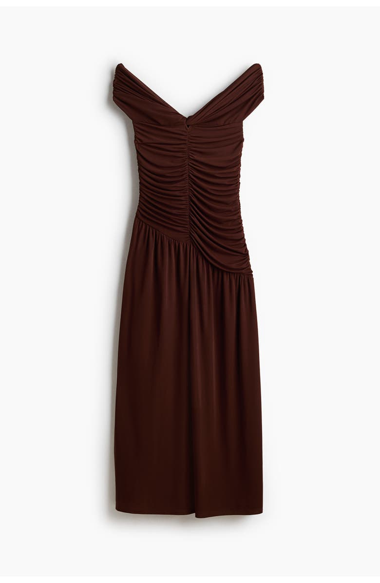 H&M Draped Off-the-shoulder Jersey Dress, Main, color, Dark Brown