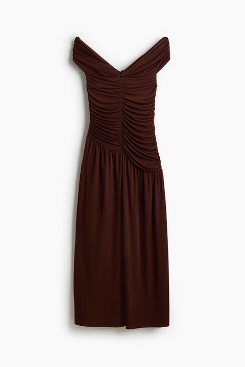 Draped Off-the-shoulder Jersey Dress