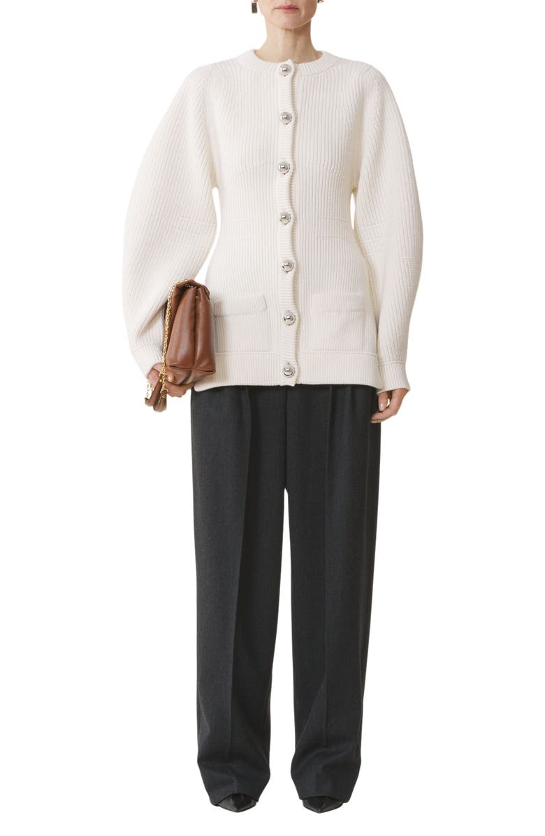 Lanvin Wool Ribbed Cardigan, Main, color, Cloth