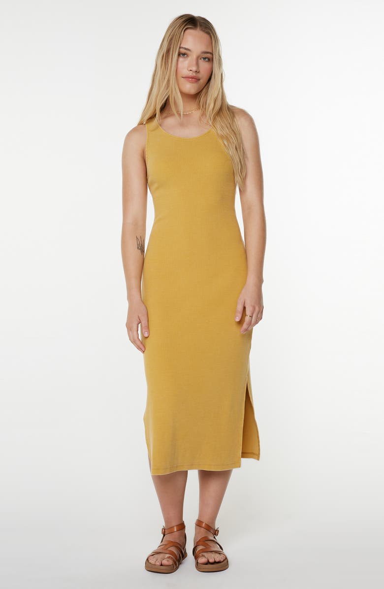 Roxy City Lights Tank Midi Dress, Alternate, color, Amber Gold Solid