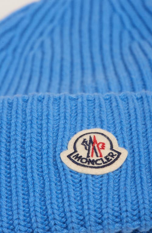 Moncler Logo Patch Virgin Wool & Cashmere Beanie In Blue