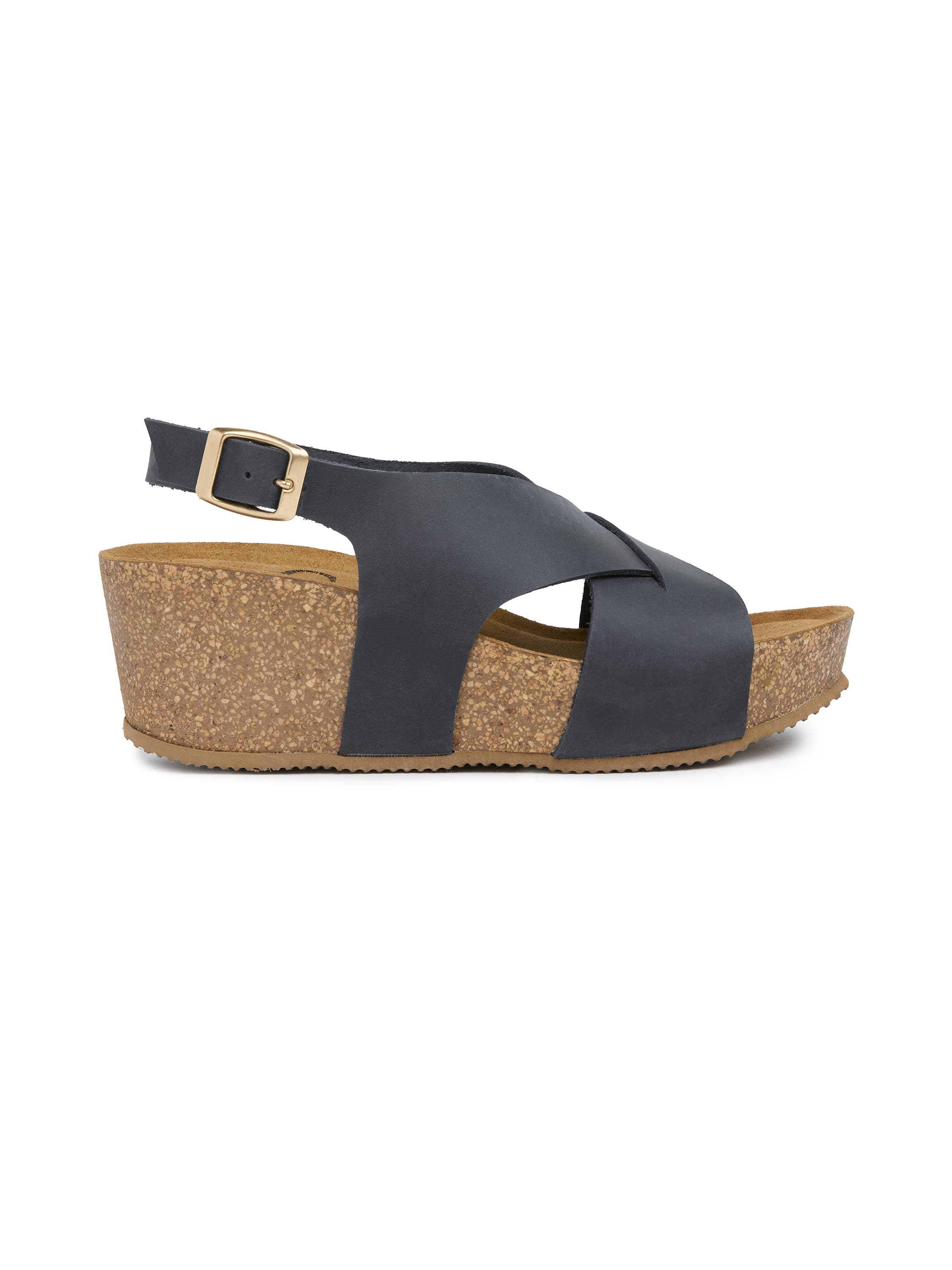 Celtic & Co. Crossover Detail Wedge Sandal, Main, color, Dark Navy