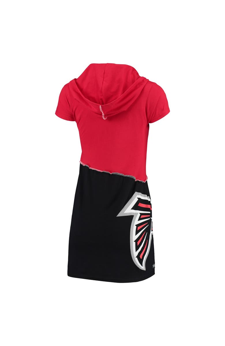 REFRIED APPAREL Women's Refried Apparel Red/Black Atlanta Falcons Sustainable Hooded Mini Dress, Alternate, color,