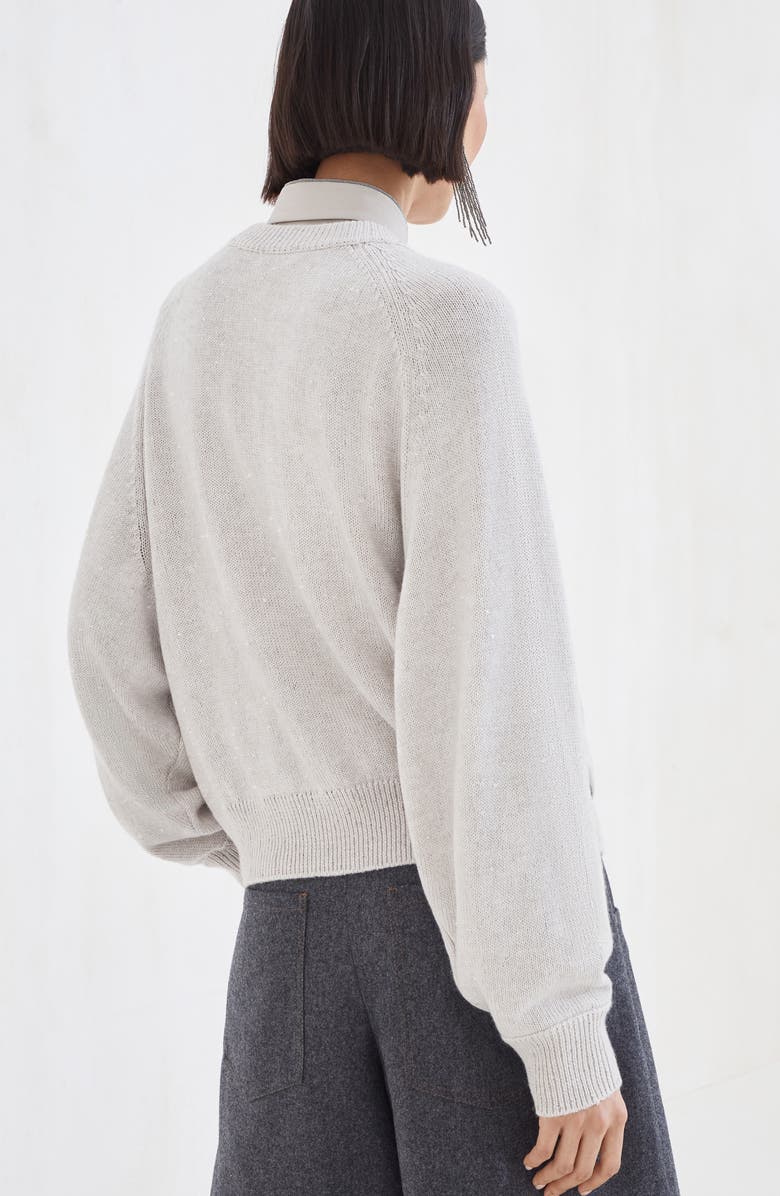 Brunello Cucinelli Cashmere and silk diamond yarn sweater, Alternate, color, Cool Beige