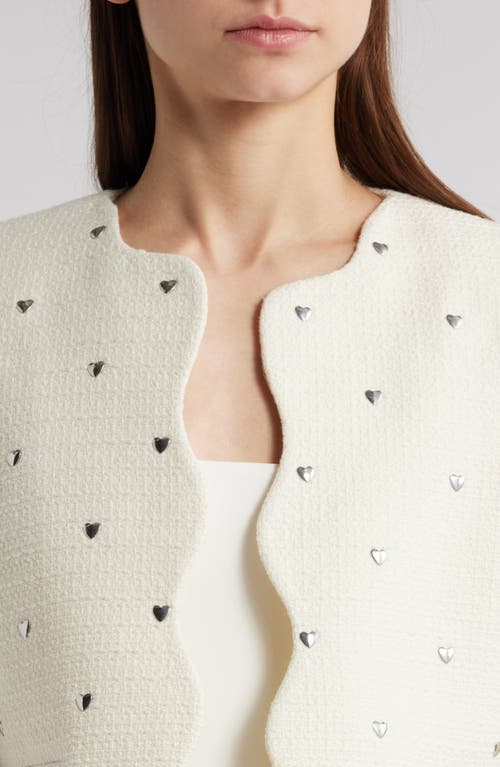 Shop Elie Tahari The Celia Heart Tweed Jacket In Soft White