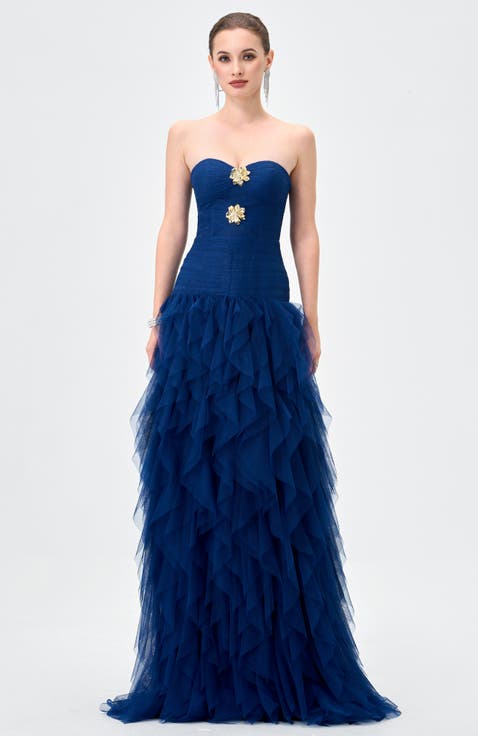 Ziana Strapless Ruffle Ball Gown