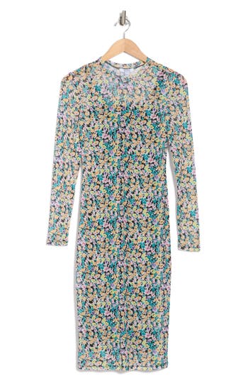 Afrm Los Angeles Loah Long Sleeve Mesh Midi Dress