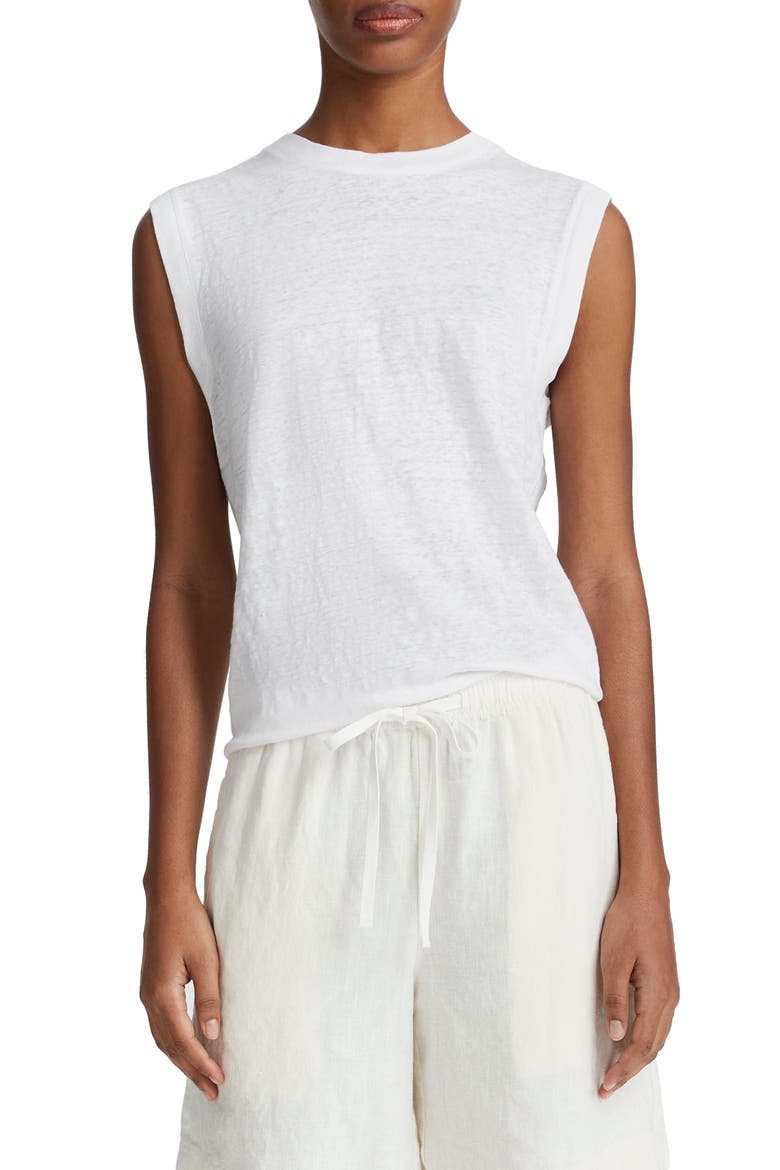 Linen Muscle Tee, Main, color, OPTIC WHITE
