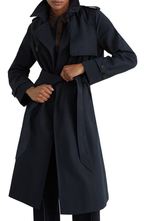 Azura Trench Coat with Removable Quilted Hood