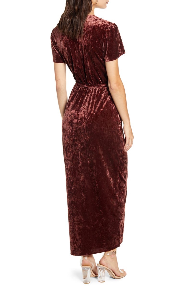 WAYF Next to You Velvet Wrap Dress, Alternate, color, 