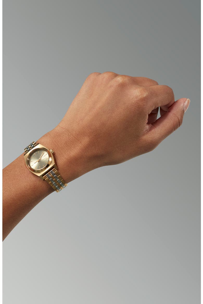 The Small Time Teller Bracelet Watch, 26mm, Alternate, color, LT GOLD/ SILVER/ VINTAGE WHITE