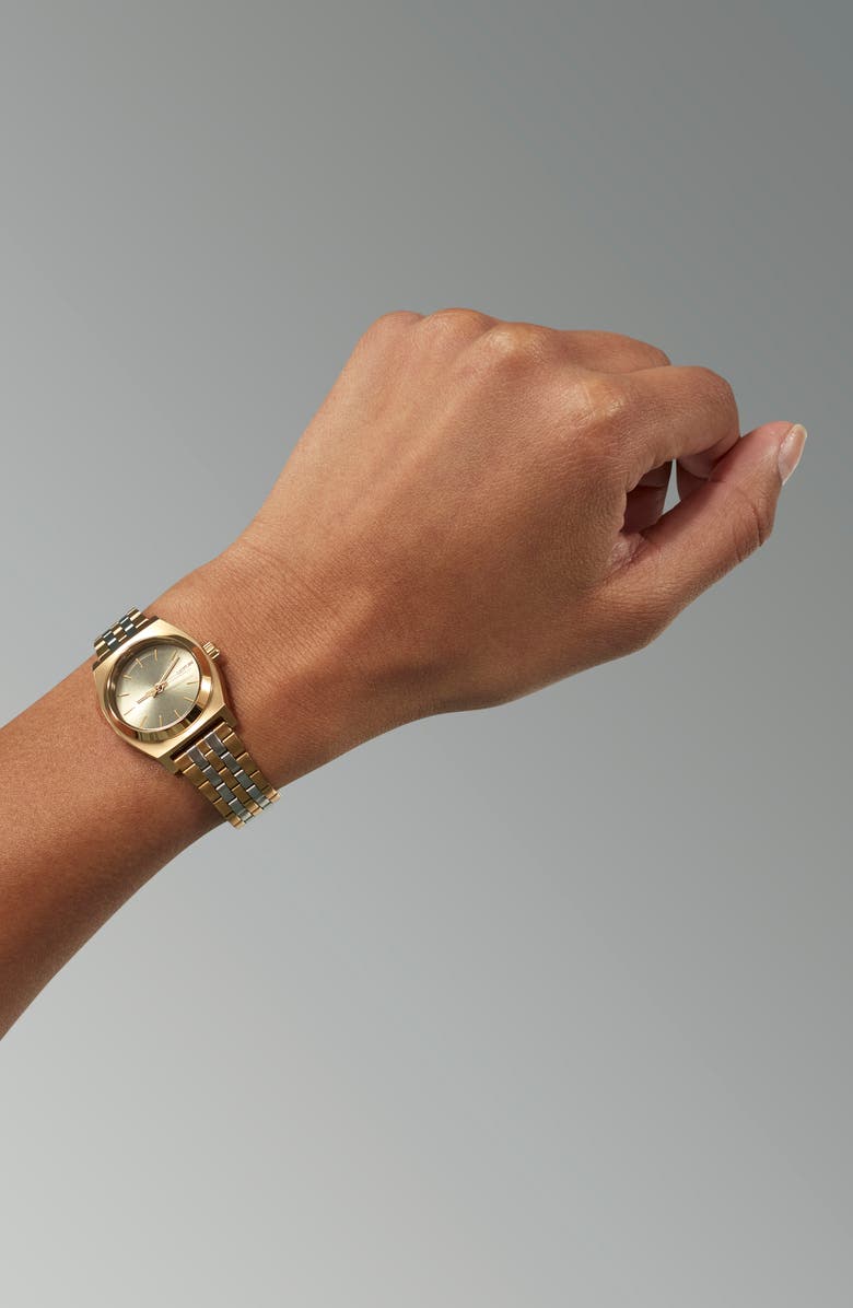 Nixon The Small Time Teller Bracelet Watch, 26mm, Alternate, color, Lt Gold/ Silver/ Vintage White