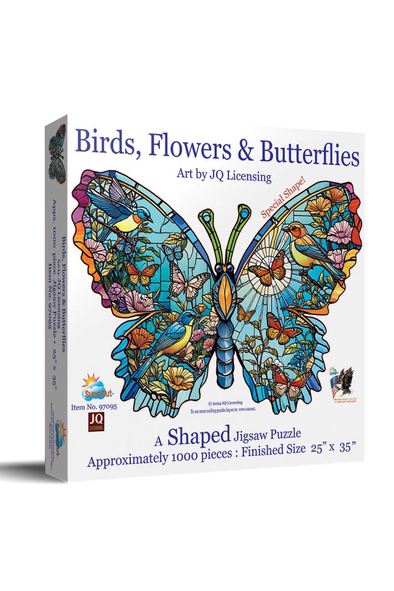 Birds, Flowers and Butterflies 1000 piece Jigsaw Puzzle for Adults Special Shape, Main, color, Multicolor
