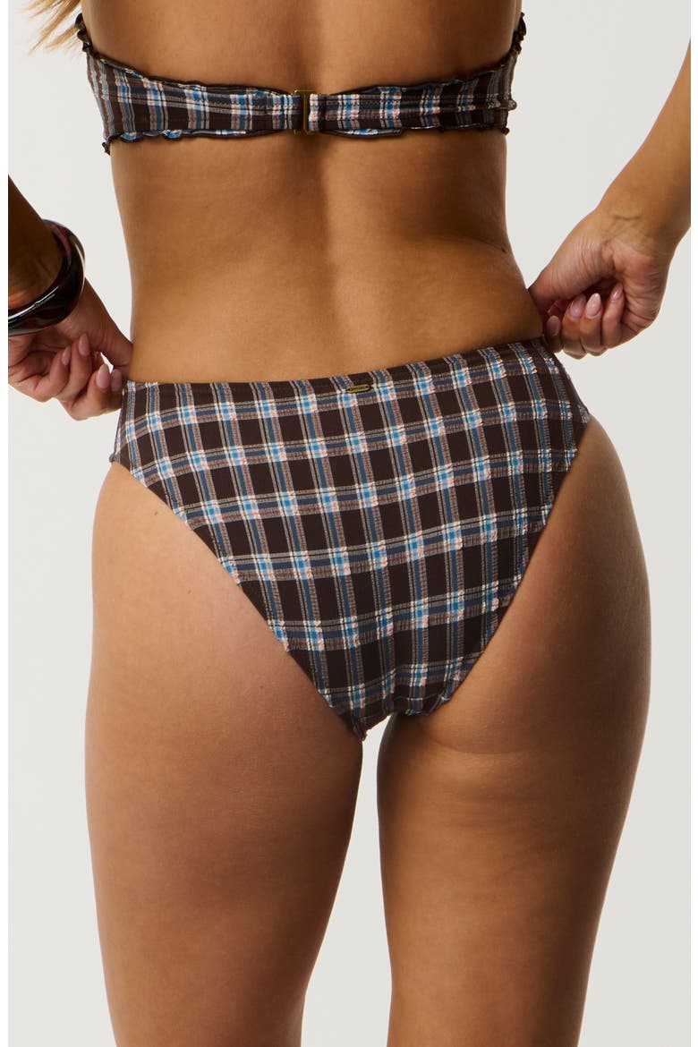 Paraiso Good Plaid Bikini Bottoms, Alternate, color, BROWN