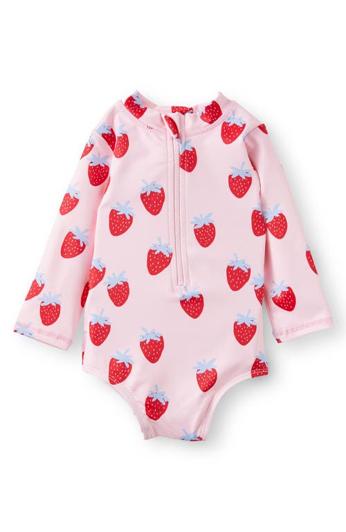 Shop Cotton On Kids Lucy Long Sleeve Ruffle Back Swimsuit In Blush Pink Strawberry Patch