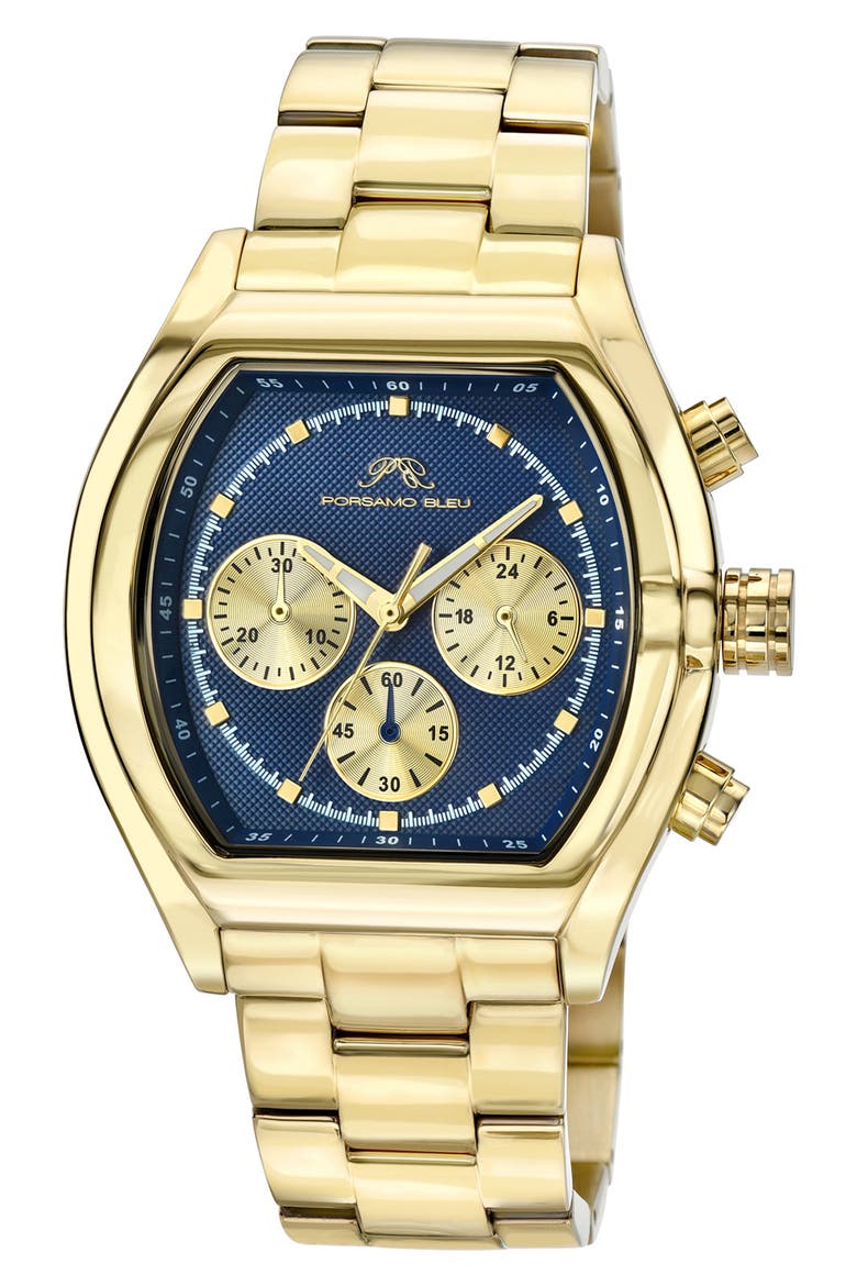 Roman Chronograph Bracelet Watch, 42mm, Main, color, GOLD