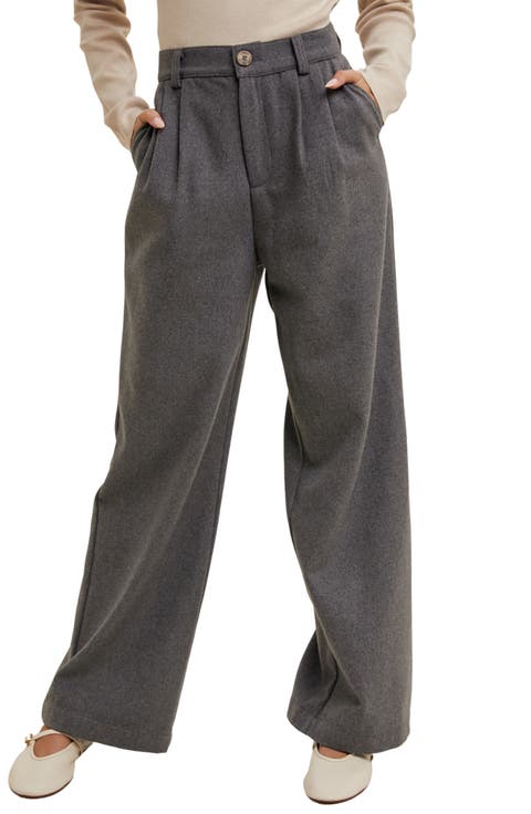 Pleated Wide Leg Trousers