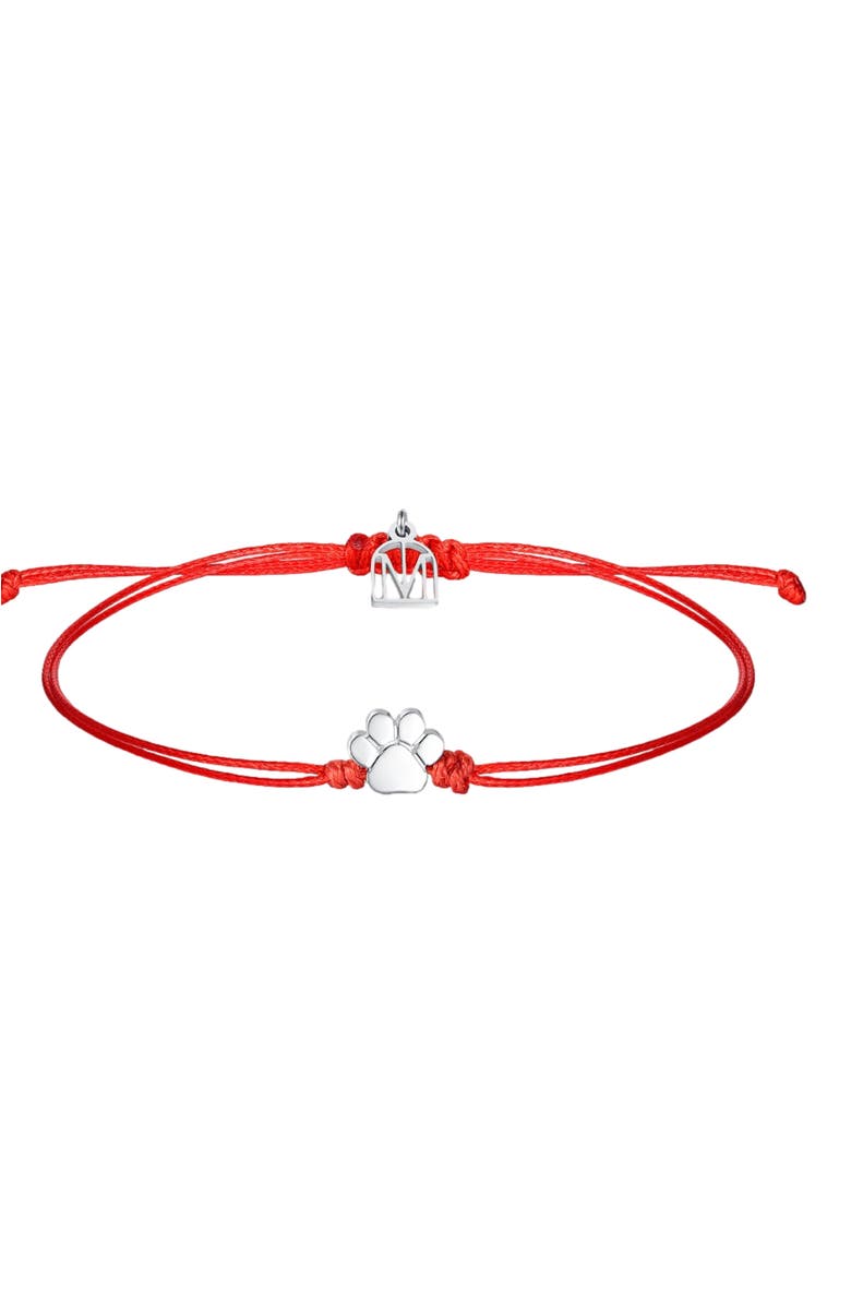 Mantra Pawprint Thread bracelet, Main, color, Silver