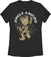 GUARDIANS OF THE GALAXY Women's Guardians of the Galaxy Groot Jingle Around Graphic T-Shirt