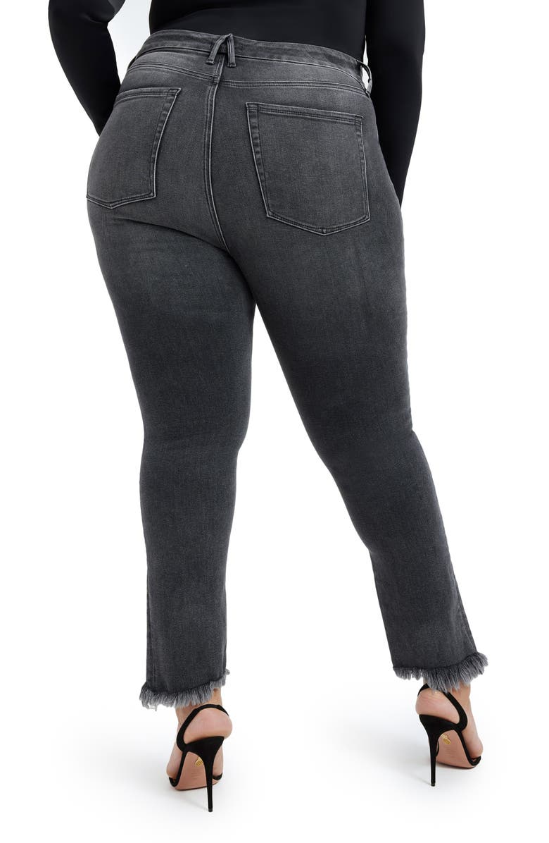 Good American Good Legs Exposed Button Frayed Ankle Cigarette Jeans, Alternate, color, 