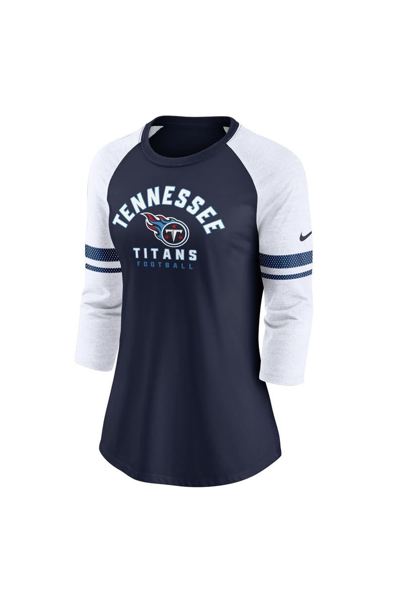 Nike Women's Nike Navy Tennessee Titans 3/4-Sleeve Lightweight Raglan Fashion T-Shirt, Alternate, color,