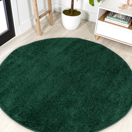 Jonathan Y Haze Solid Low-pile Round Area Rug In Green-sage