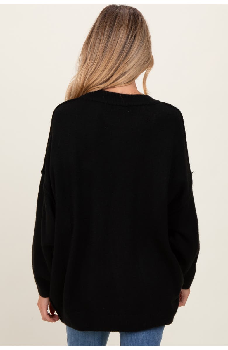 PinkBlush Oversized Crewneck Melange Knit Sweater, Alternate, color, Black