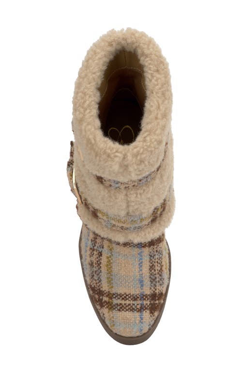 Jessica Simpson Meztyn Faux Shearling Wedge Boot In Brown