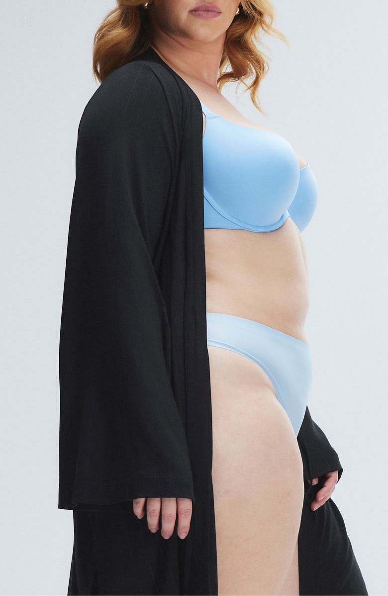 SAVAGE X FENTY Sleek Stitch Robe, Alternate, color, Black Caviar