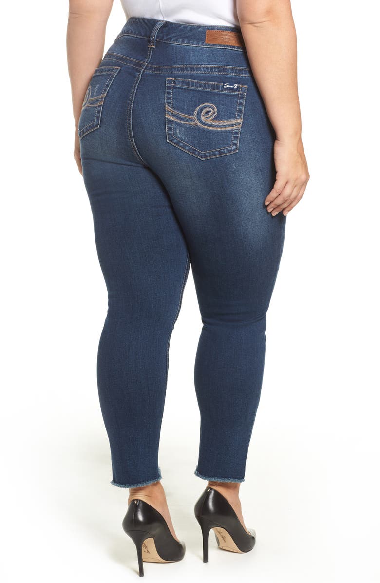 Seven7 Distressed Slant Raw Hem Skinny Jeans, Alternate, color, Howland