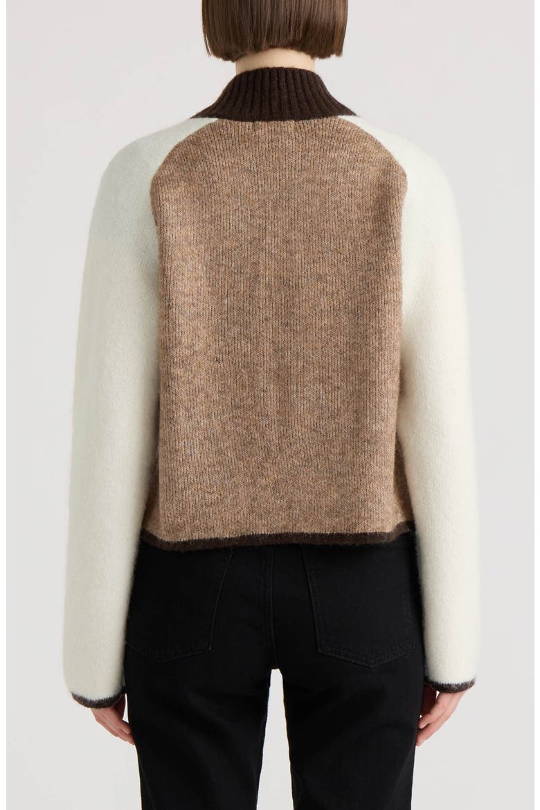 Snaffle Buckle Mock Neck Cardigan, Alternate, color, BRITISH TAN/ GROUND COFFEE